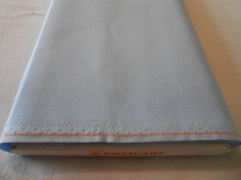 18 count Zweigart Aida Sky Blue Fabric size 49 x 54 cms