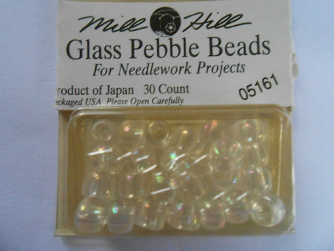 Mill Hill Glass Pebble Beads Pearlised Clear