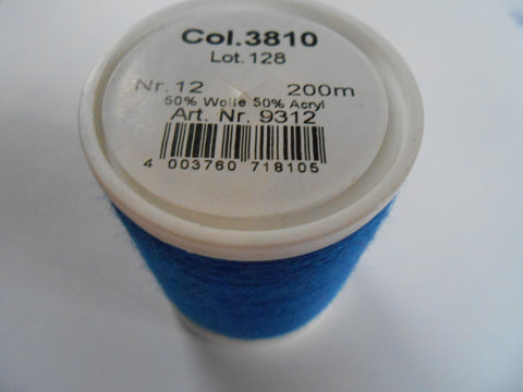 Madeira Lana Embroidery Thread 200m Spool Colour Blue Number 3810