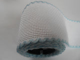 Zweigart 2" Aida Band White with Pale Blue Scalloped Edge 1 metre