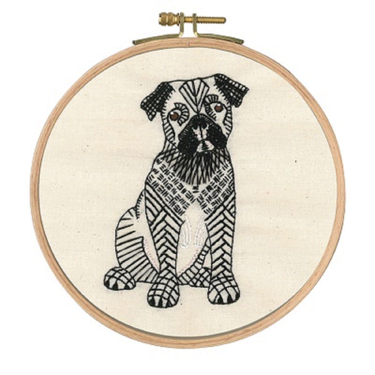 DMC Embroidery Kit "Doug the Pug" Hoop included Tandem Cottage Needlework