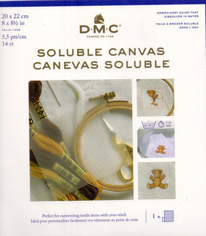 DMC 14 count Soluble Canvas size 20 x 22cms