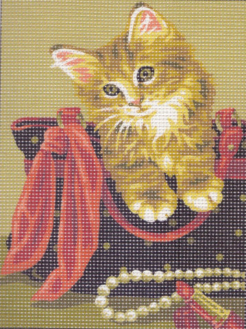 Royal Paris "Kitten in Basket" Printed Tapestry Canvas only